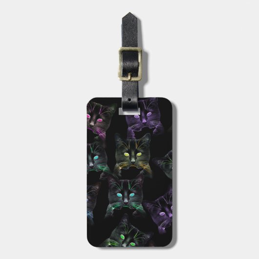 Koel Katten op zwart! Bagagelabel met meerdere kle (Voorkant verticaal)