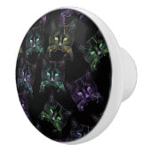 Koel Katten op zwart! Meerkleurige Funky Cats. Keramische Knop (Rechts)