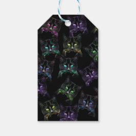 Koel Katten op zwart! Meerkleurige katten Cadeaulabel