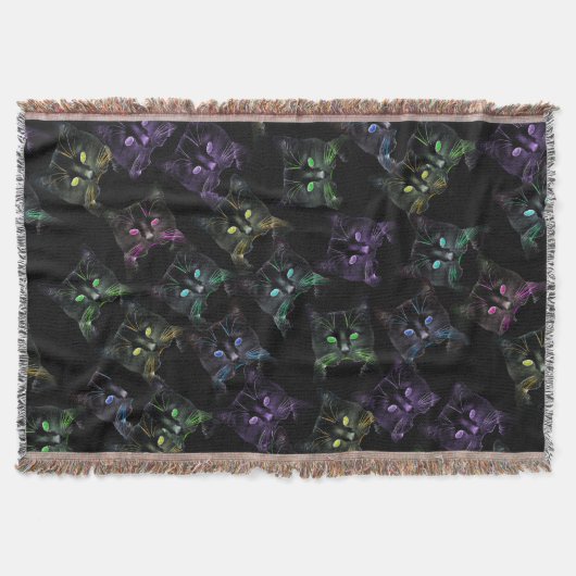 Koel Katten op zwart! Meerkleurige katten Deken (Voorkant)