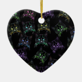 Koel Katten op zwart! Meerkleurige katten Keramisch Ornament