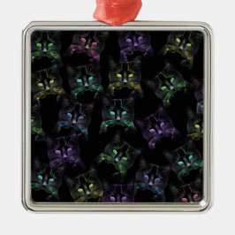 Koel Katten op zwart! Meerkleurige katten Metalen Ornament