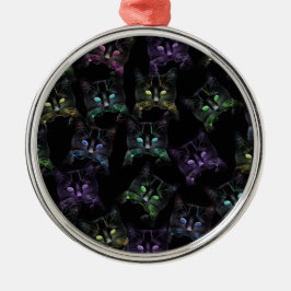 Koel Katten op zwart! Meerkleurige katten Metalen Ornament