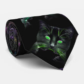 Koel Katten op zwart! Meerkleurige katten Stropdas (Opgerold)