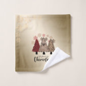 Koel kerstbomen, sneeuwvlokken, goud bad handdoek (Wasdoekje)