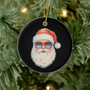 Koel Kerstman gezicht Retro Kerst Zonnebril Kerstm Keramisch Ornament