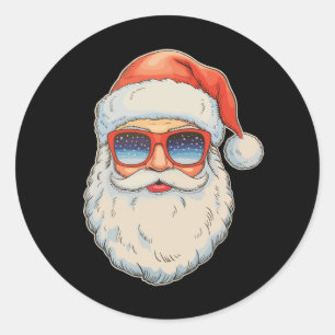 Koel Kerstman Gezicht Retro Kerst Zonnebril Kerstm Ronde Sticker