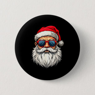 Koel Kerstman Gezicht Retro Zonnebril Kerstmannen  Ronde Button 5,7 Cm