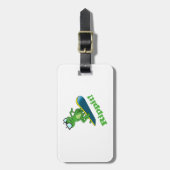 Koel kikker op een snowboard, aangepaste kleur bagagelabel (Voorkant verticaal)