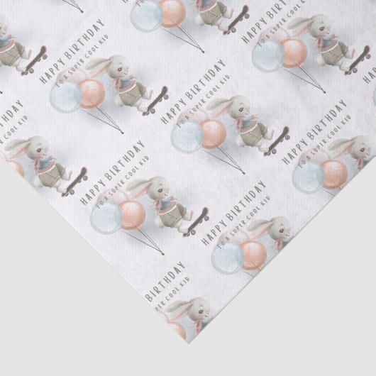 Koel Kind Bunny op skateboardpapier Tissuepapier (Detail)