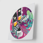 Koel Kind met Tennis Shoes die enkel koelen Vierkante Klok (Hoek)