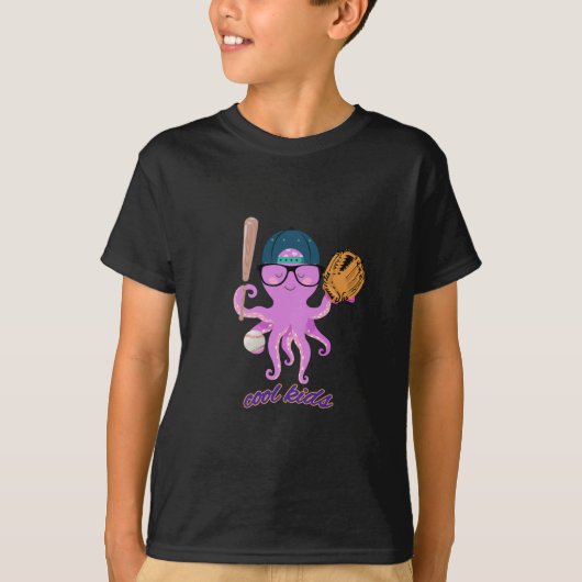 Koel Kinder Baseball Octopus T-shirt (Voorkant)