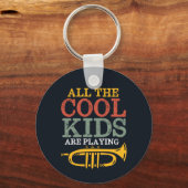 Koel Kinder Play Trumpet Funny Marching Band Sleutelhanger (Voorkant)