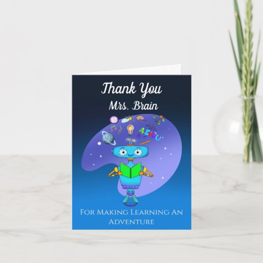 Koel Kinder robot die leert lezen Dank je Bedankkaart (Voorkant)