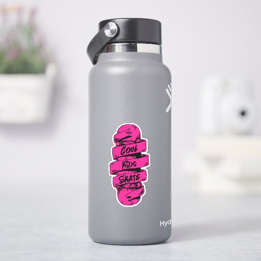 Koel Kinder Schaats Roze 4-inch Kus Cut Vinylstick Sticker (HydroFlask)