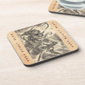 Koel klassiek  japans demon tattoo bier onderzetter (Linkerzijde)