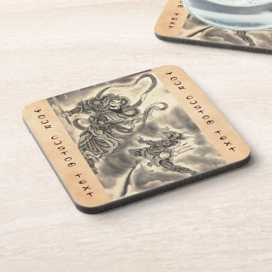 Koel klassiek  japans demon tattoo bier onderzetter (Linkerzijde)