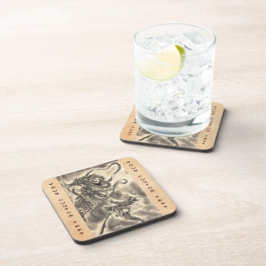 Koel klassiek  japans demon tattoo bier onderzetter (Rechterzijde)