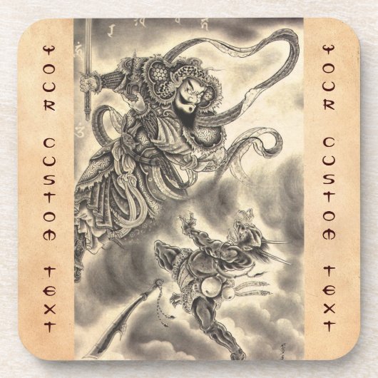 Koel klassiek  japans demon tattoo bier onderzetter (Voorkant)