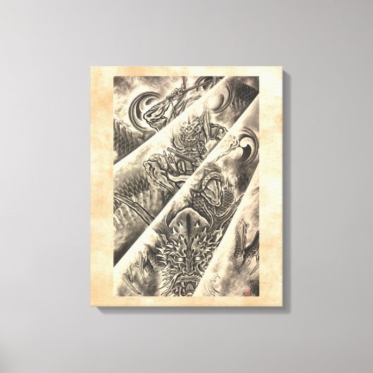 Koel klassiek japans demon tattoo canvas afdruk (Voorkant)