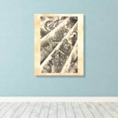 Koel klassiek japans demon tattoo canvas afdruk (Insitu (Houten vloer))