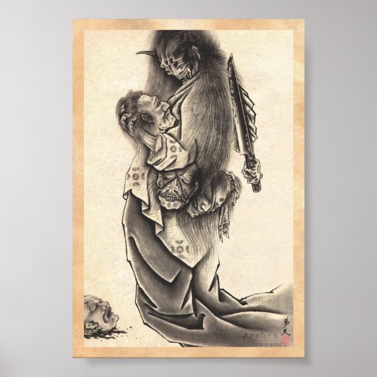 Koel klassiek  japans demon tattoo poster (Voorkant)