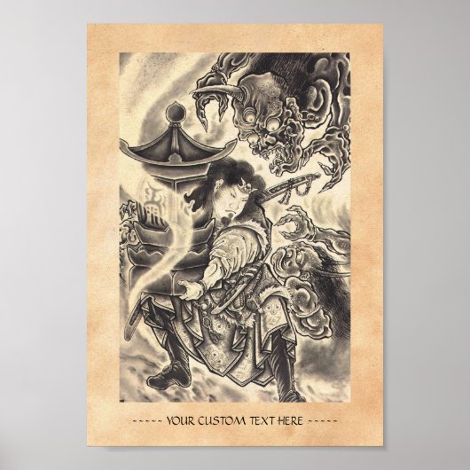 Koel klassiek japans demon tattoo poster (Voorkant)