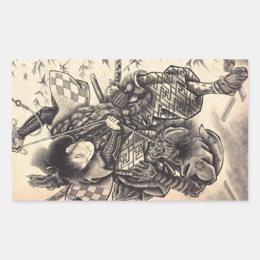 Koel klassiek  japans demon tattoo rechthoekige sticker (Voorkant)