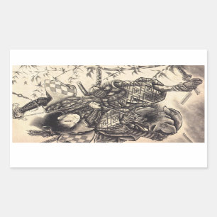 Koel klassiek  japans demon tattoo rechthoekige sticker