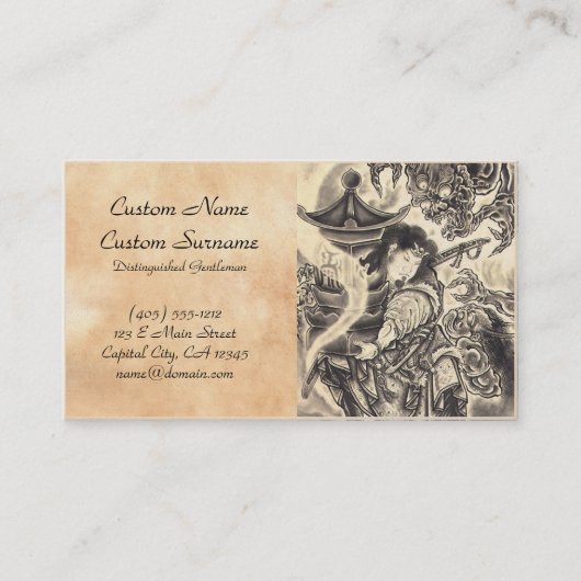 Koel klassiek  japans demon tattoo visitekaartje (Voorkant)