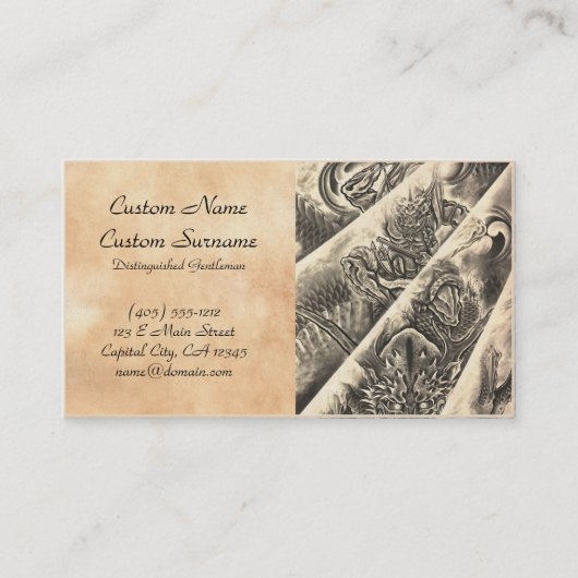 Koel klassiek  japans demon tattoo visitekaartje (Voorkant)