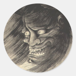 Koel klassiek  japans demonkop tattoo ronde sticker