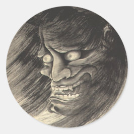 Koel klassiek  japans demonkop tattoo ronde sticker