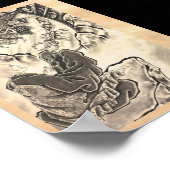 Koel klassiek  japans demonmonnik tattoo poster (Hoek)