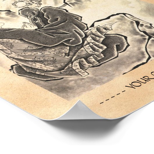 Koel klassiek japans demonmonnik tattoo poster (Hoek)