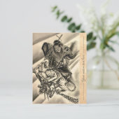 Koel klassieke  japanse demon samurai tijger briefkaart (Staand voorkant)