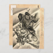 Koel klassieke  japanse demon samurai tijger briefkaart (Voorkant / Achterkant)