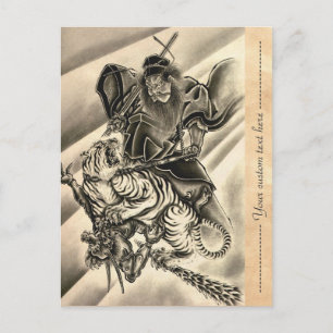 Koel klassieke  japanse demon samurai tijger briefkaart