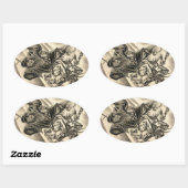 Koel klassieke japanse demon samurai tijger ovale sticker (Vel)