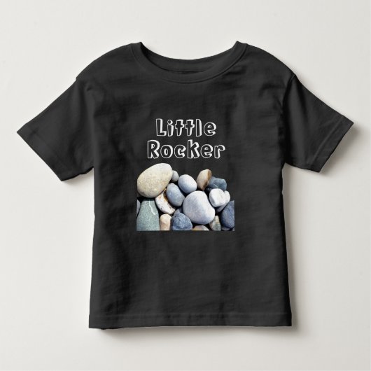 Koel kleine Rocker Custom Text Pebble Ston Kinder Shirts (Voorkant)