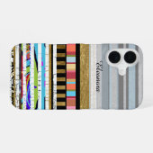 Koel Kleur Strepen Custom iPhone 16 Hoesje (Achterkant horizontaal)