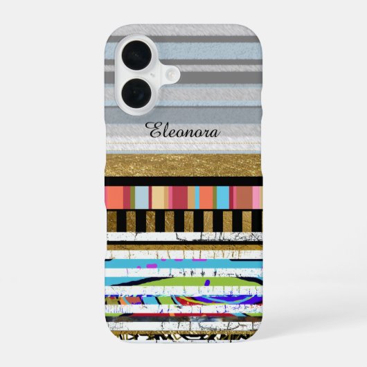 Koel Kleur Strepen Custom iPhone 16 Hoesje (Achterkant)
