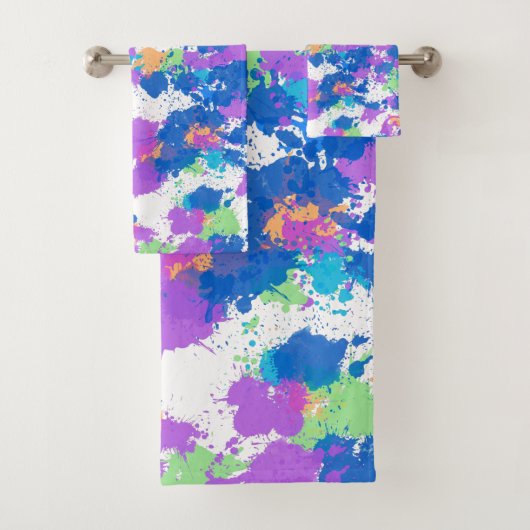 Koel kleuren Abstracte plakverf, vaag Bad Handdoek (Insitu)