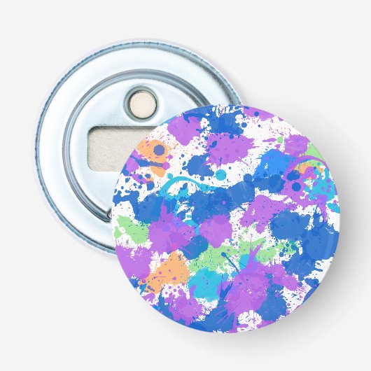 Koel kleuren Abstracte plakverf, vaag Button Flesopener (Voorkant)