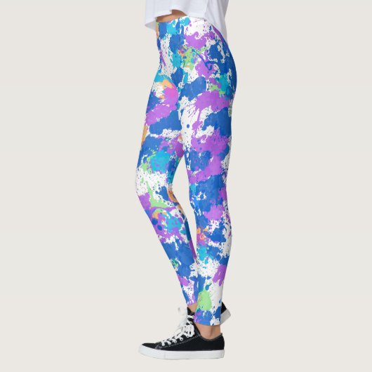 Koel kleuren Abstracte plakverf, vaag Leggings (Links)