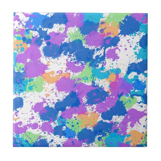 Koel kleuren Abstracte plakverf, vaag Tegeltje (Voorkant)