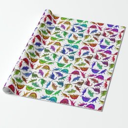 Koel kleurig dinosauriwitpapier cadeaupapier