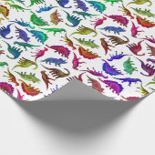 Koel kleurig dinosauriwitpapier cadeaupapier (Hoek)