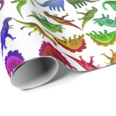 Koel kleurig dinosauriwitpapier cadeaupapier (Rol Hoek)