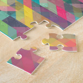 Koel kleurig geometrisch driehoekspatroon legpuzzel (Zijkant)